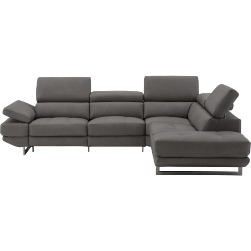 Annalaise Power Recline Sectional Sofa with Right Facing Chaise in Truffle Leather